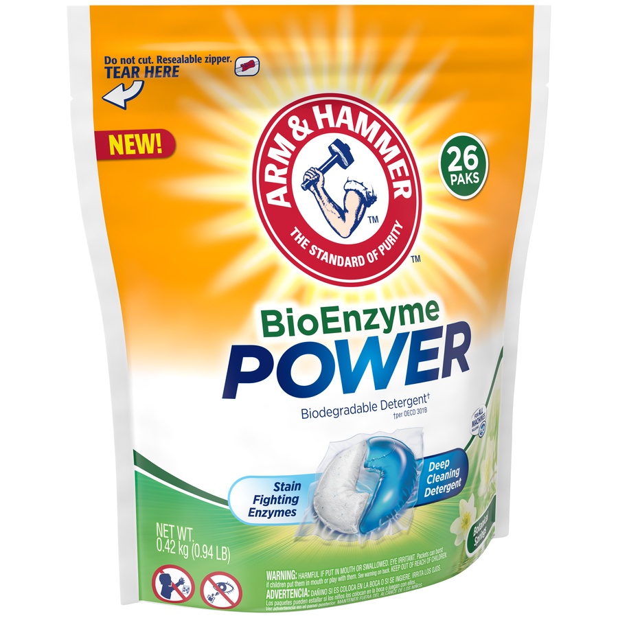 slide 2 of 4, ARM & HAMMER BioEnzyme Power Botanical Springs Biodegradable Detergent Paks, 26 ct