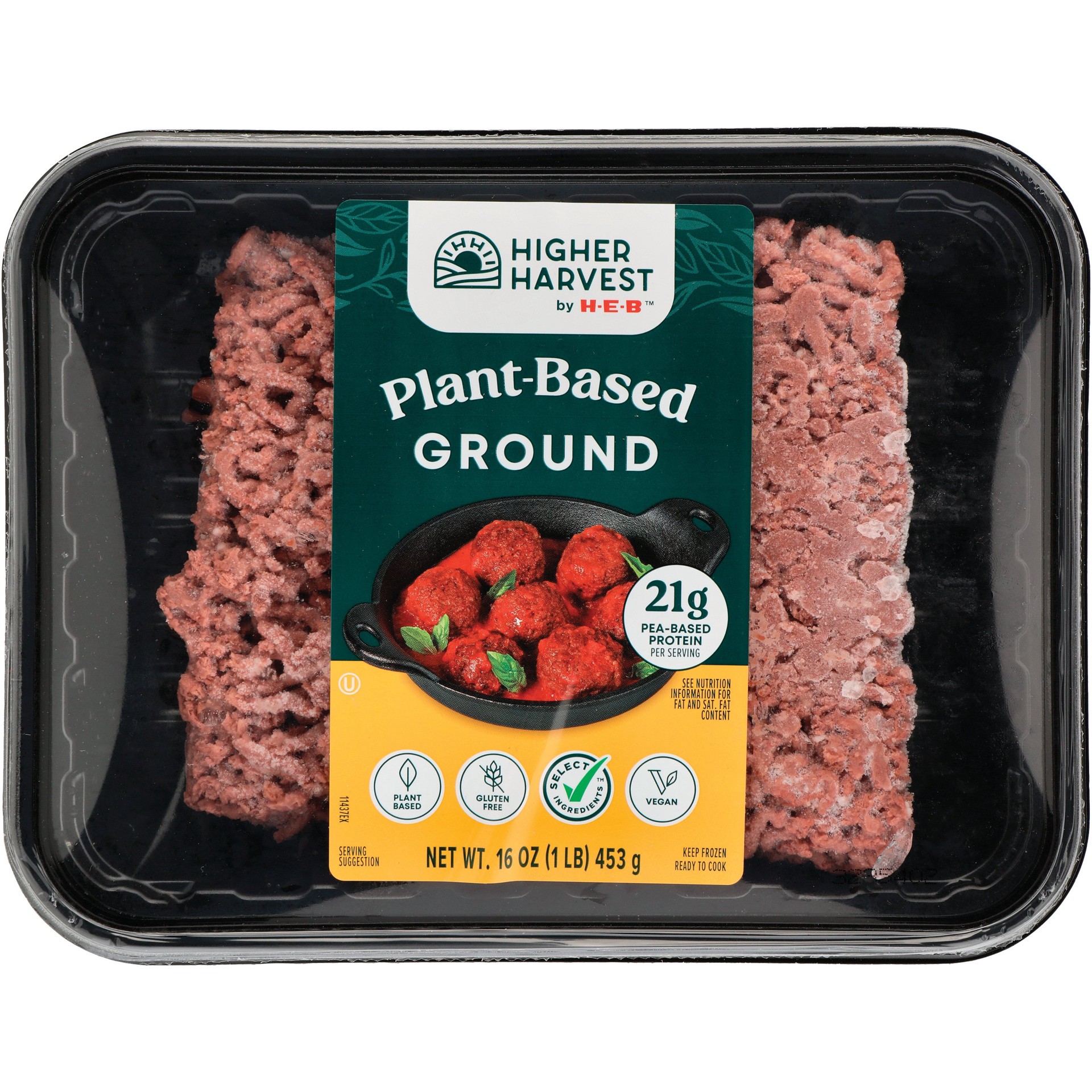slide 1 of 1, Higher Harvest by H-E-B Frozen Plant-Based Ground Beef Alternative, 16 oz