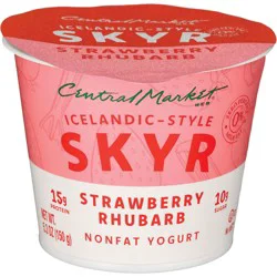 Central Market 15g Protein Icelandic Style Skyr Nonfat Yogurt - Strawberry Rhubarb