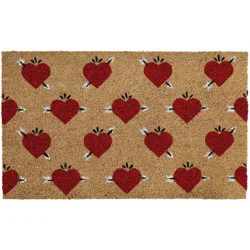 Destination Holiday Valentine's Coir Doormat - Red Hearts