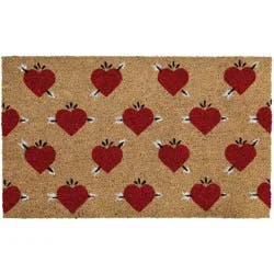 Destination Holiday Valentine's Coir Doormat - Red Hearts