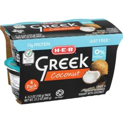 H-E-B 13g Protein Nonfat Greek Yogurt - Coconut