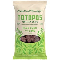 Central Market Totopos Tortilla Chips - Blue Corn & Lime