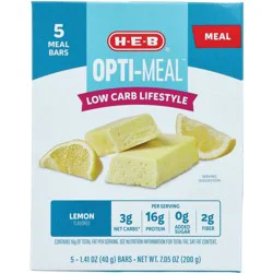 H-E-B OptiMeal Low Carb 16g Protein Bars - Lemon