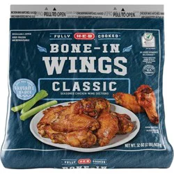 H-E-B Frozen Fully Cooked Bone-In Wings - Classic