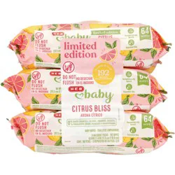 H-E-B Baby Wipes - Citrus Bliss (Sea Salt & Grapefruit Scent), 3 pk