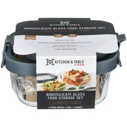 Kitchen & Table by H-E-B Borosilicate Glass Square FoodStorage Set
