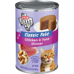 H-E-B Texas Pets Classic Pate Wet Cat Food - Chicken & Tuna Dinner