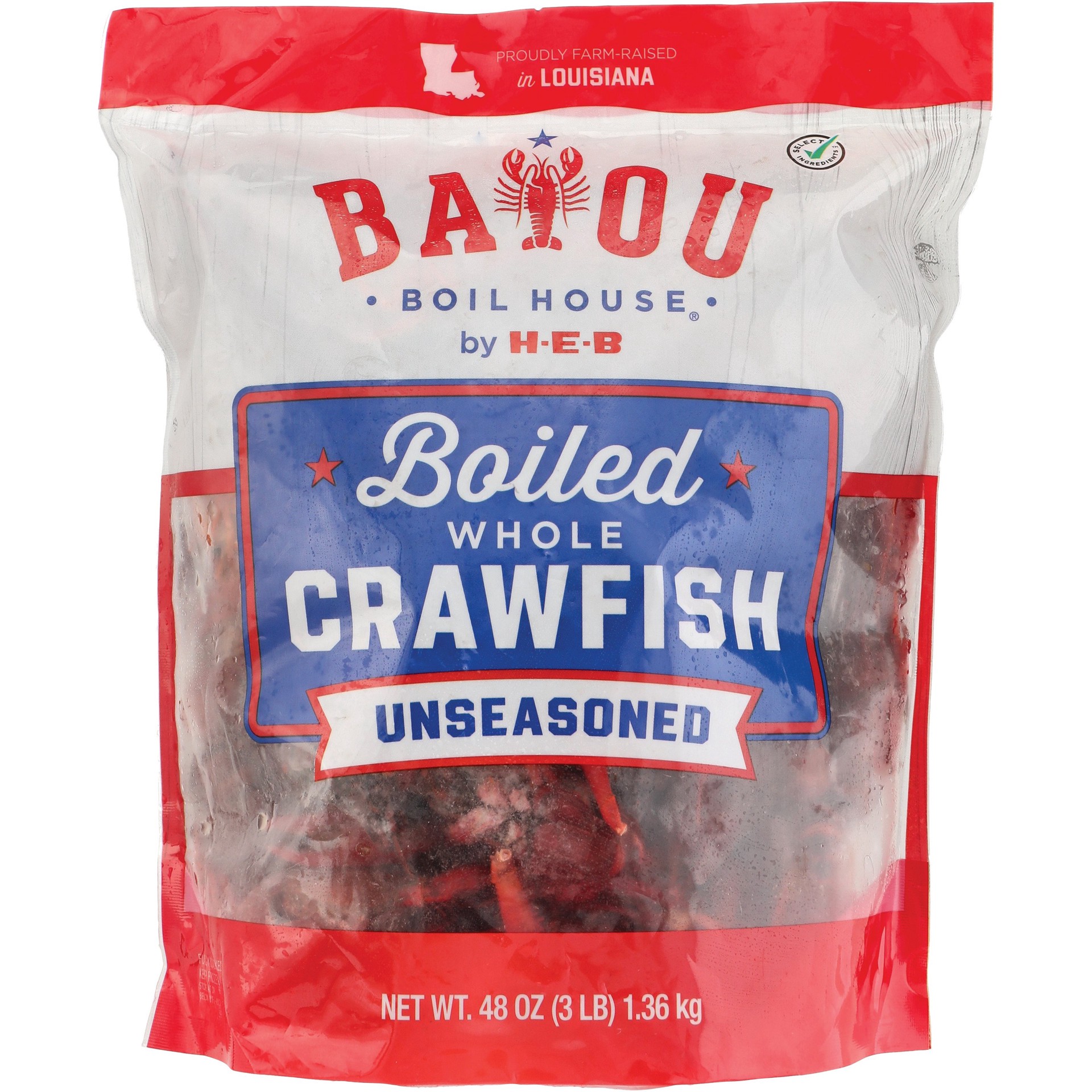 slide 1 of 1, Bayou Boil House by H-E-B Cooked Frozen Whole Crawfish - Unseasoned, 48 oz