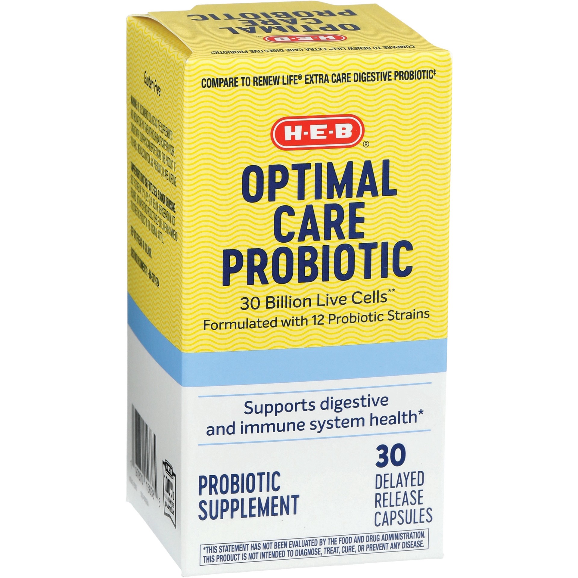 slide 1 of 1, H-E-B Optimal Care Probiotic Capsules – 30 Billion CFUs, 30 ct