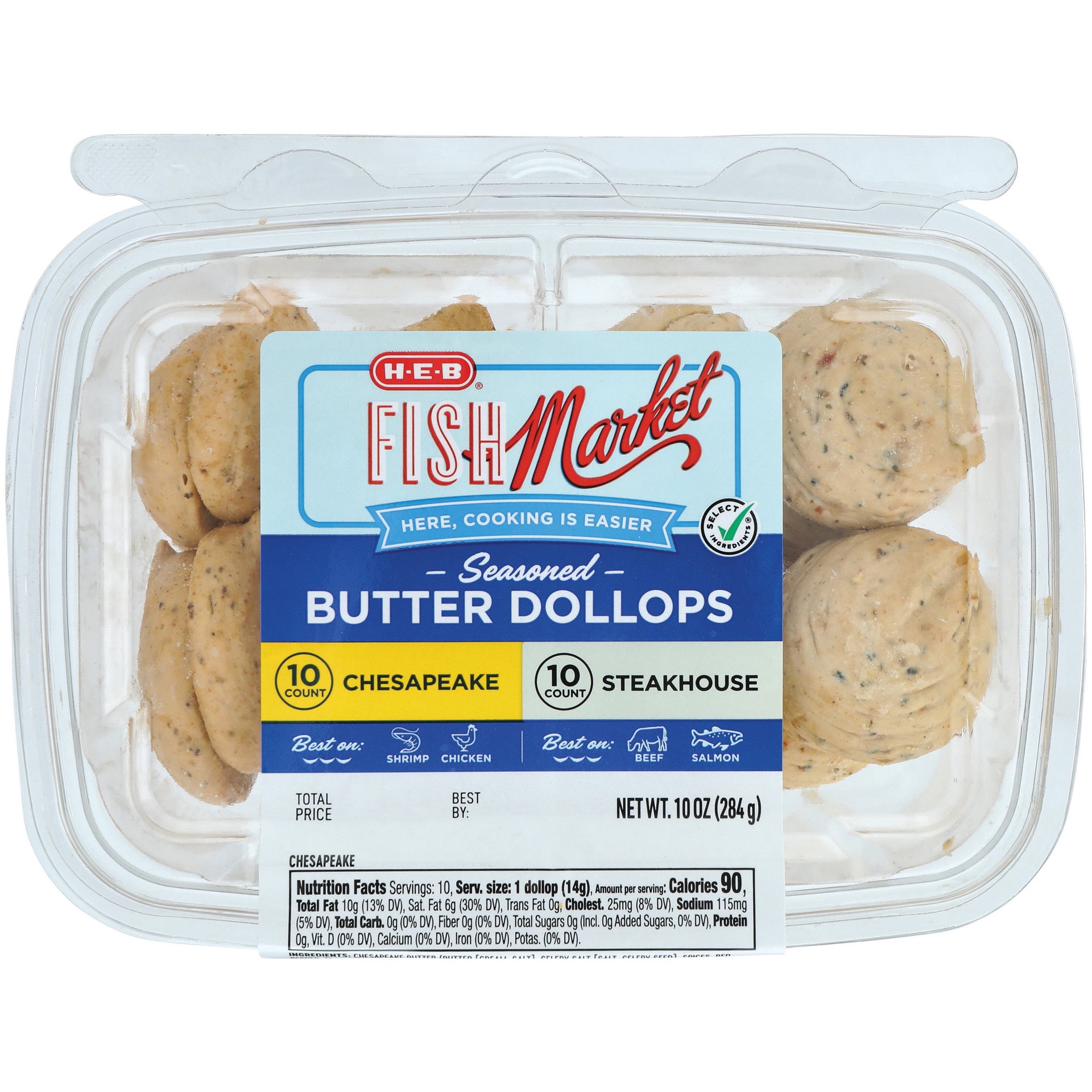 slide 1 of 1, H-E-B Fish Market Duo Seasoned Butter Dollops - Chesapeake & Steakhouse, 20 ct