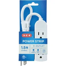 H-E-B 3 Outlet White Power Strip