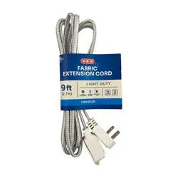 HEB 9 Foot Fabric Extension Cord Indoor Only White