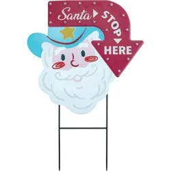 Destination Holiday Santa Stop Here Light Up Yard Stake