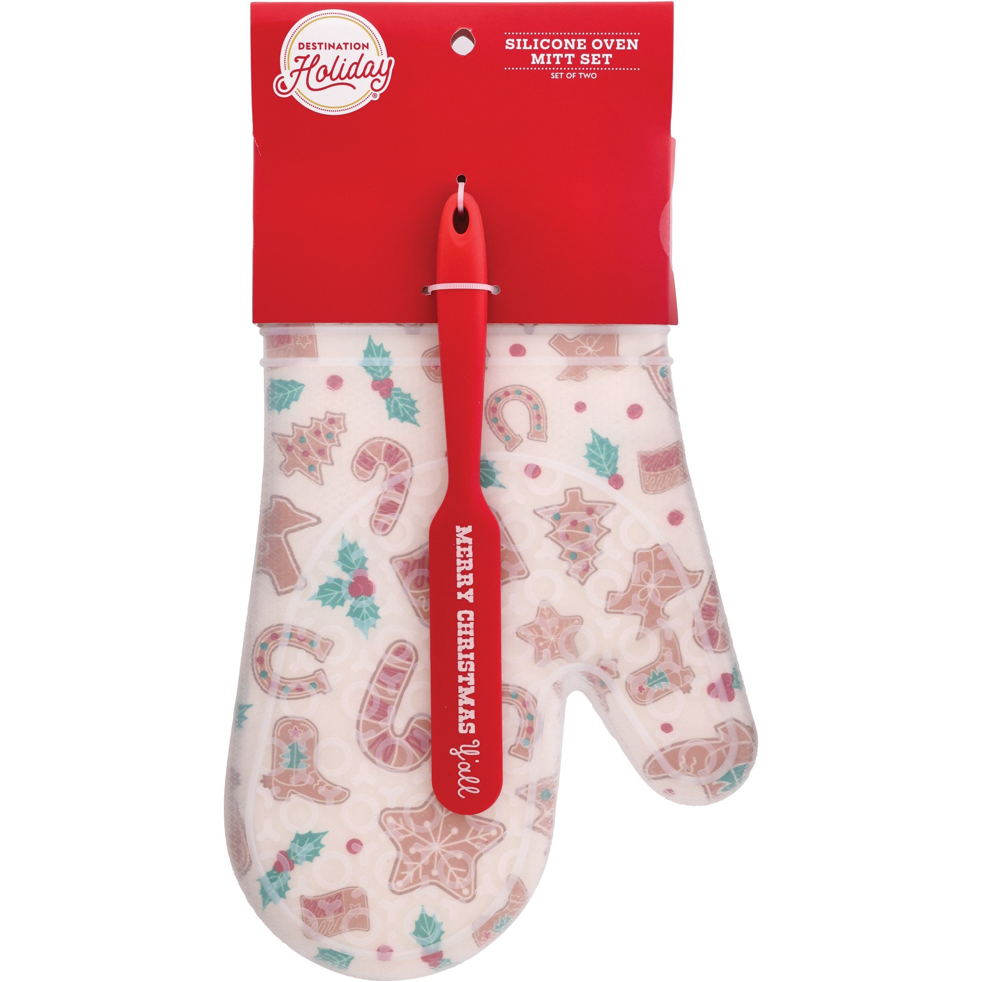 slide 1 of 1, Destination Holiday Silicone Oven Mitt Set, 2 ct