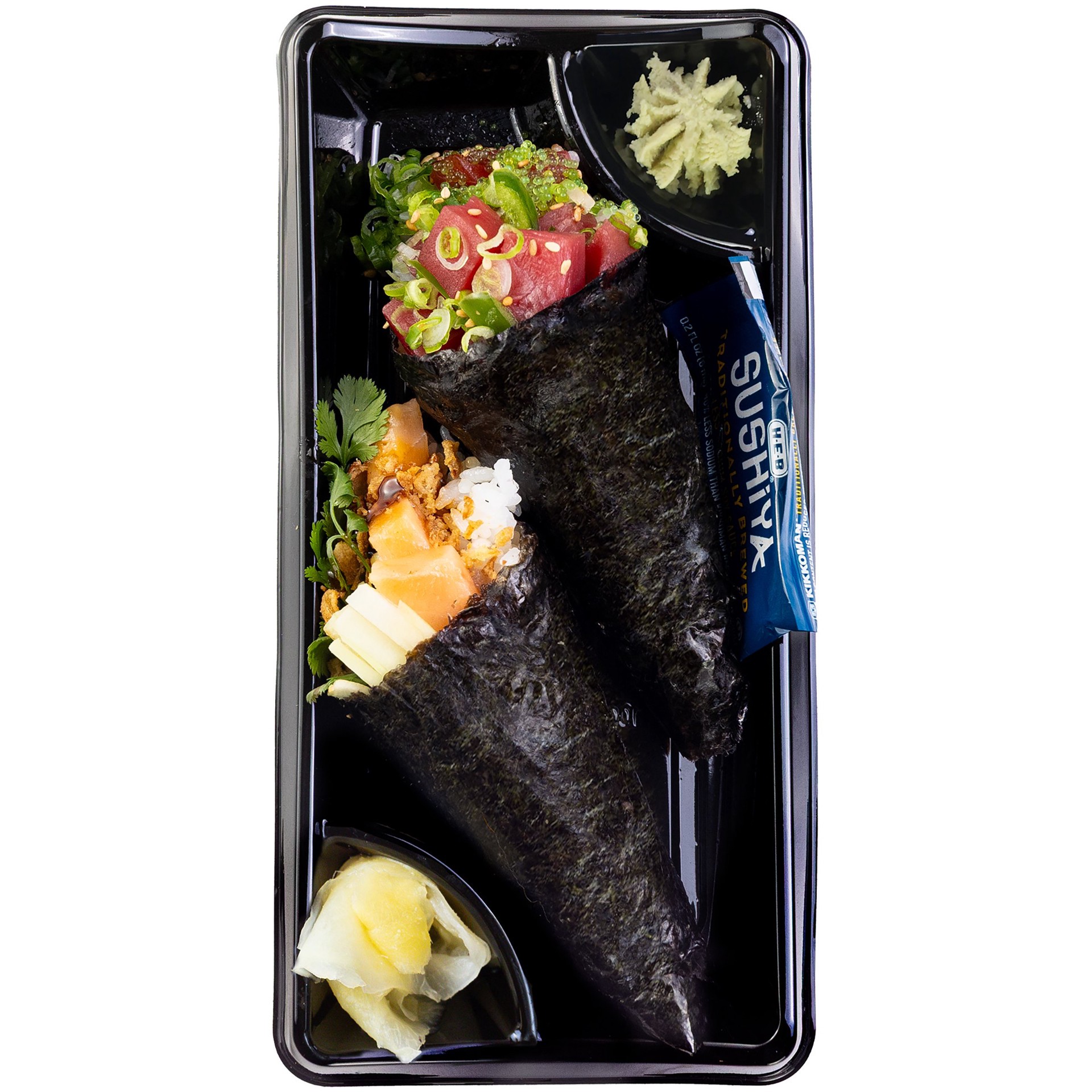 slide 1 of 1, H-E-B Sushiya Deluxe Salmon & Tuna Cone Hand Rolls, 2 ct