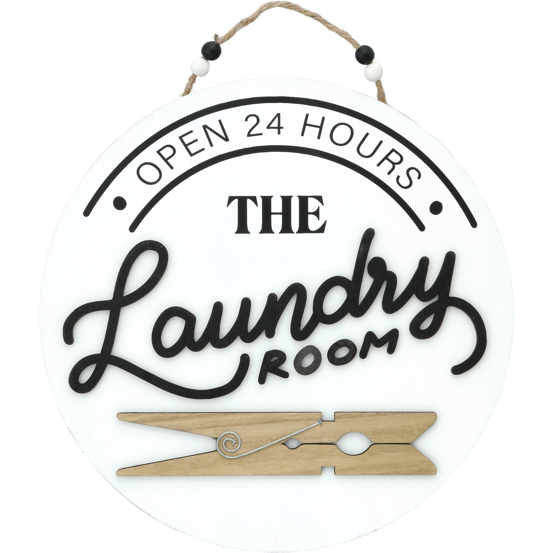 slide 1 of 1, Destination Holiday Open 24 Hours Laundry Room Wall Sign, 13 in x 13 in