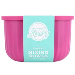 Destination Holiday Mixing Bowls with Lids - Pink, Blue & Teal