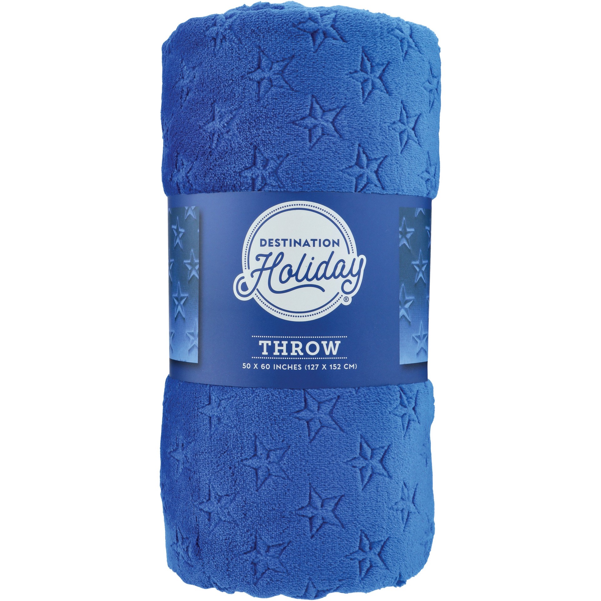 slide 1 of 1, Destination Holiday Blue Star Embossed Throw, 50ftft x 60ftft