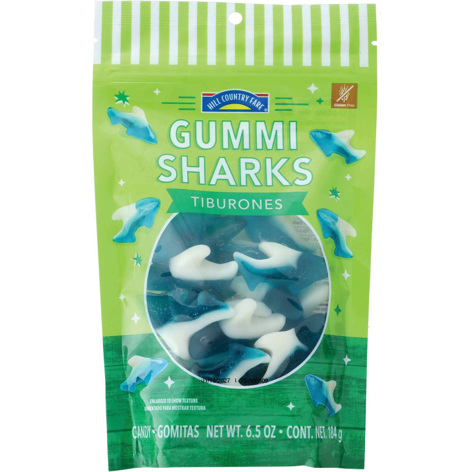 slide 1 of 1, Hill Country Fare Gummi Sharks, 6.5 oz