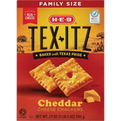 H-E-B Tex-itz Cheddar Crackers - Family Size
