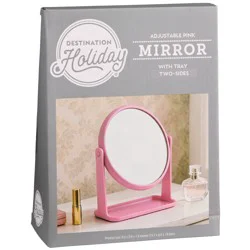 Destination Holiday Dual Sided Vanity Mirror with Tray - Pink