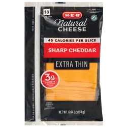 H-E-B Sharp Cheddar Sliced Cheese, Extra Thin