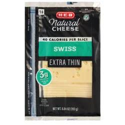 H-E-B Swiss Sliced Cheese, Extra Thin