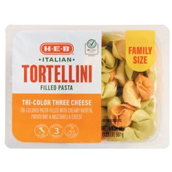 H-E-B Italian Tortellini Filled Pasta Family Size - Tri-Color Three Cheese