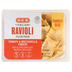 H-E-B Italian Ravioli Filled Pasta Family Size - Tomato & Mozzarella