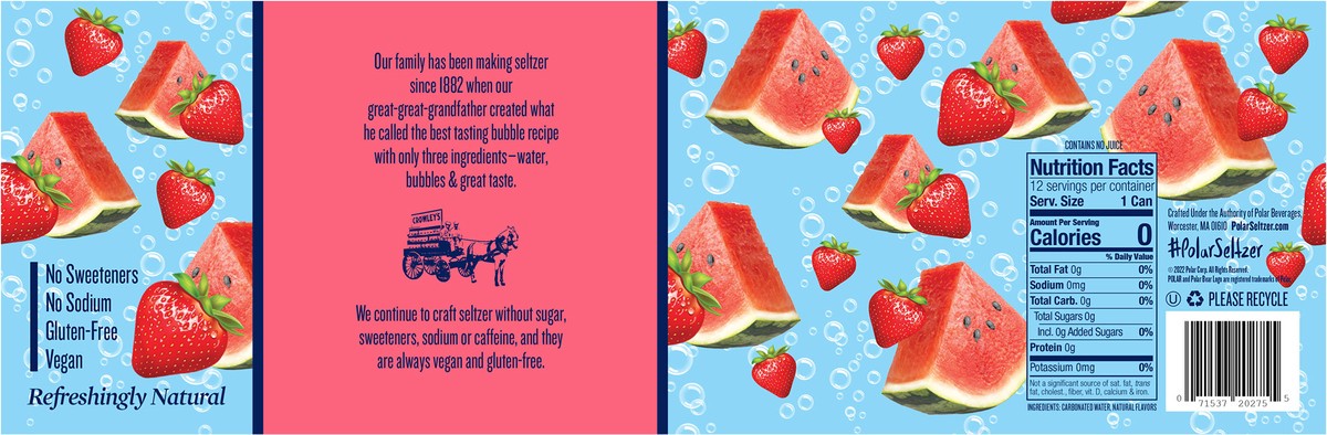 slide 6 of 7, Polar Seltzer - 12pk 12oz - Strawberry Watermelon, 12 ct; 12 fl oz