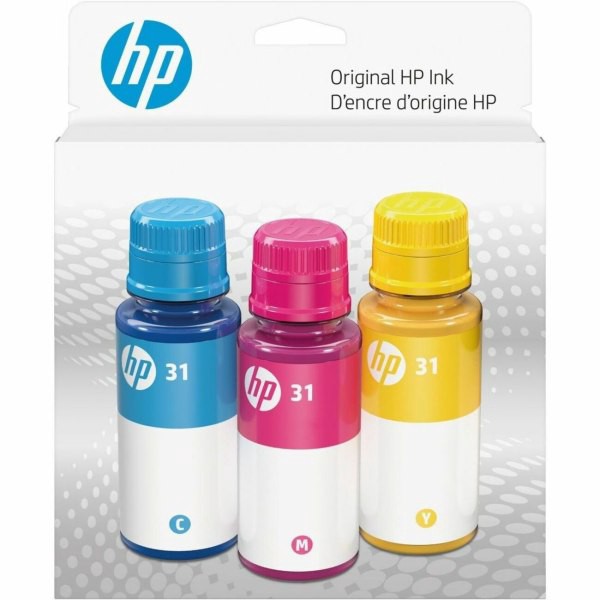 slide 2 of 2, Hp 31 Cyan; Magenta; Yellow Assorted Colors High-Yield Original Ink Bottles, Pack Of 3 Bottles, 3 ct