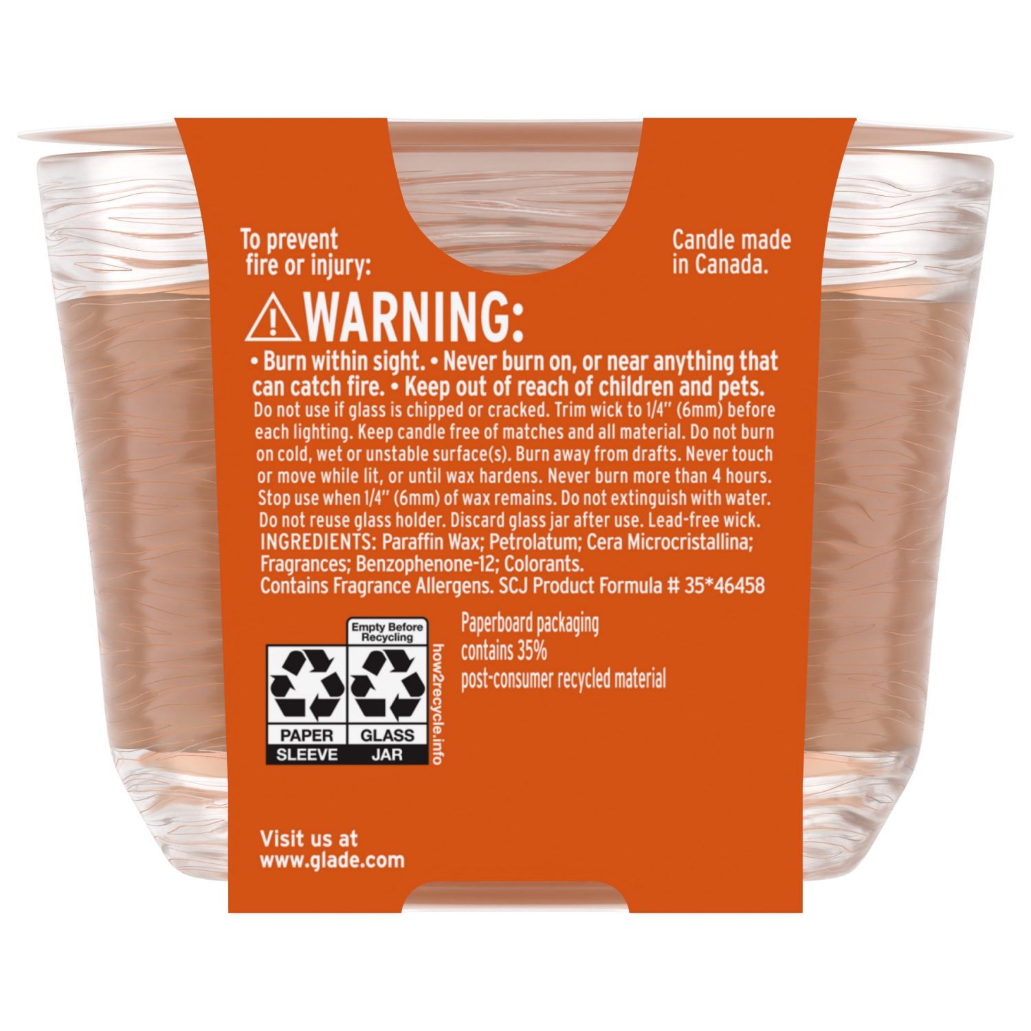 slide 6 of 8, Glade 3-Wick Candle Jar, Pumpkin & Ginger, 6.8oz., 1 count, 1 ct