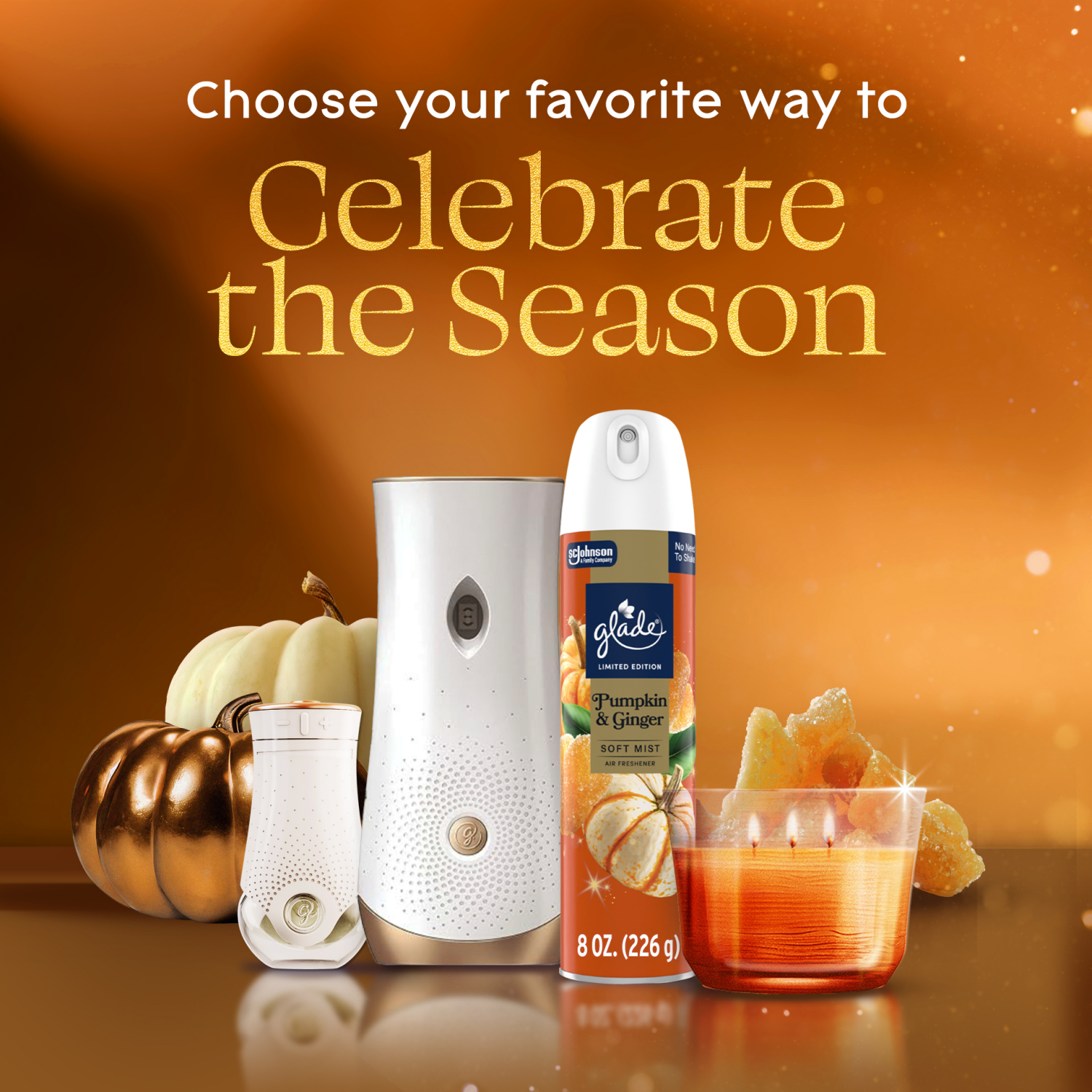 slide 7 of 8, Glade PlugIn Refills Air Freshener, Pumpkin & Ginger, 1.34oz., 5 count, 5 ct