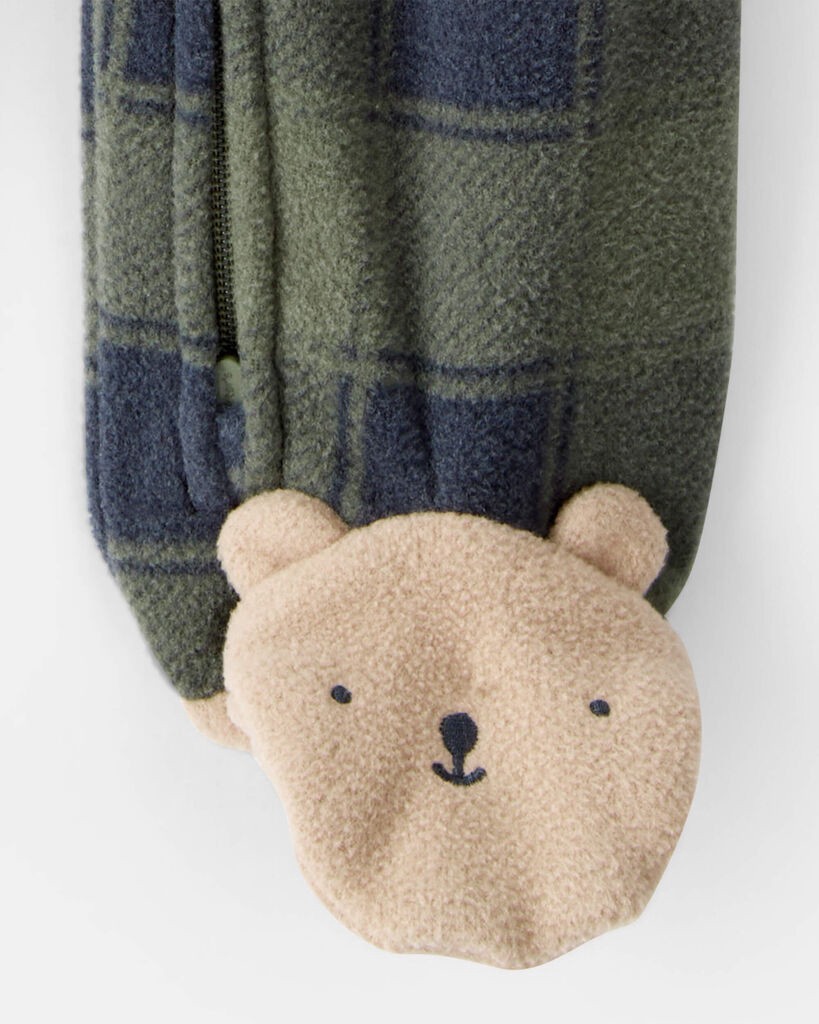 slide 2 of 3, Carter's Baby Boy Bear Plaid Print Loose Fit Long-Sleeve Sleep & Play Pajamas - Green Green 9M, 1 ct