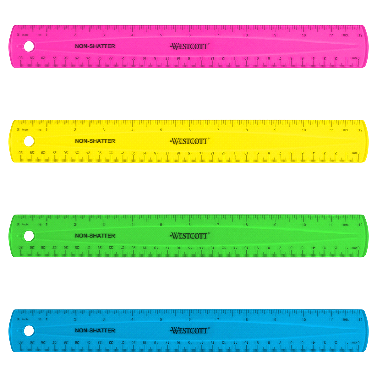 slide 1 of 1, Westcott 12 Inch Shatterproof Colored Ruler, 12 in