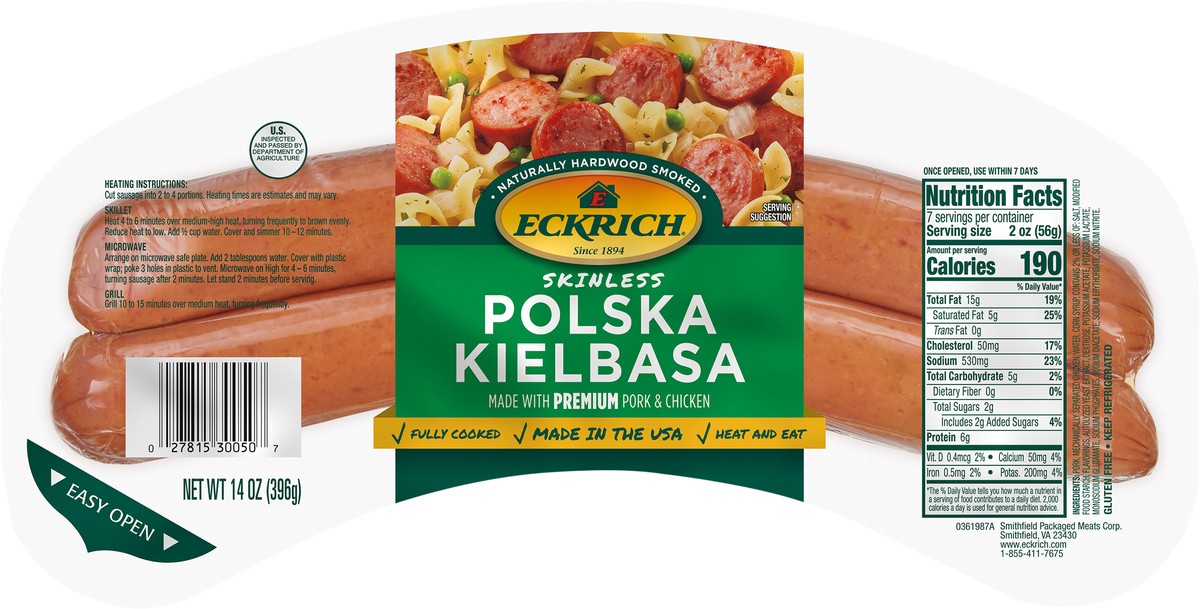 slide 5 of 6, Eckrich Skinless Polska Kielbasa, 14 oz, 14 oz