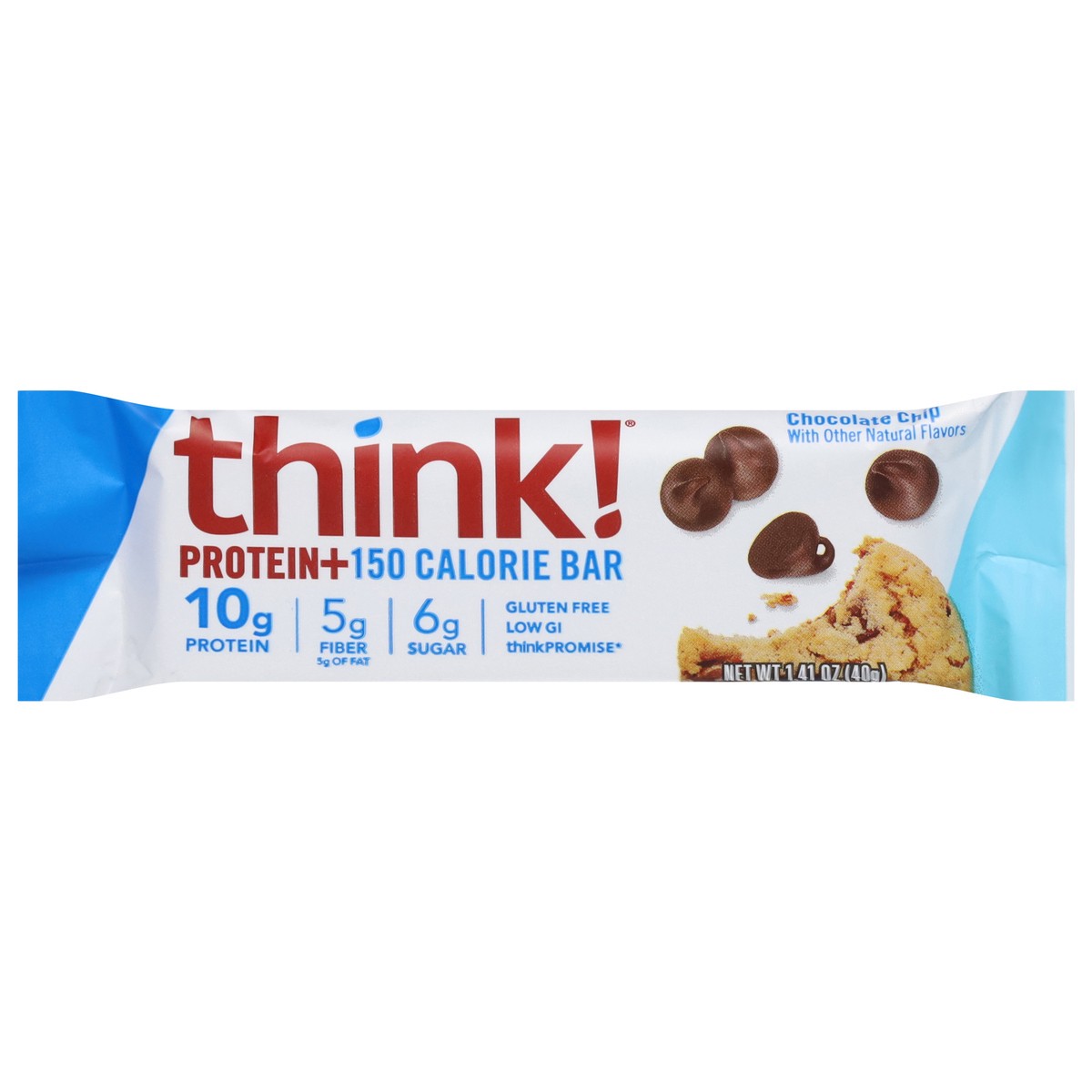 slide 14 of 14, thinkThin Think! Chocolate Chip Protein Bar, 1.41 oz