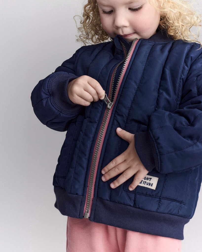 slide 2 of 7, Otteravenue Toddler Quilted Bomber Jacket - Navy Navy 2T, 1 ct