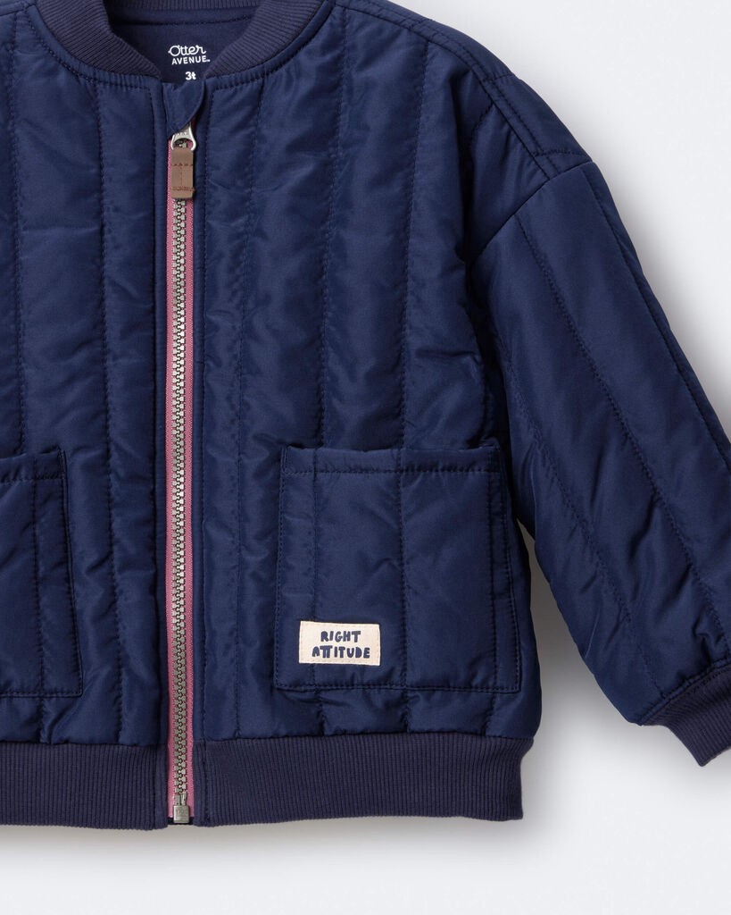 slide 6 of 7, Otteravenue Toddler Quilted Bomber Jacket - Navy Navy 2T, 1 ct