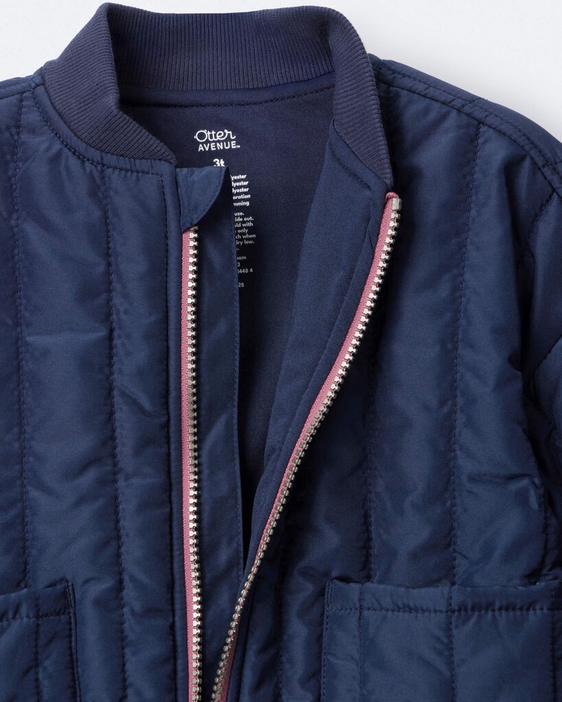 slide 5 of 7, Otteravenue Toddler Quilted Bomber Jacket - Navy Navy 2T, 1 ct