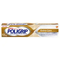 Super Poligrip Extra Care Zinc Free Denture Adhesive Cream - 2.2 Ounces