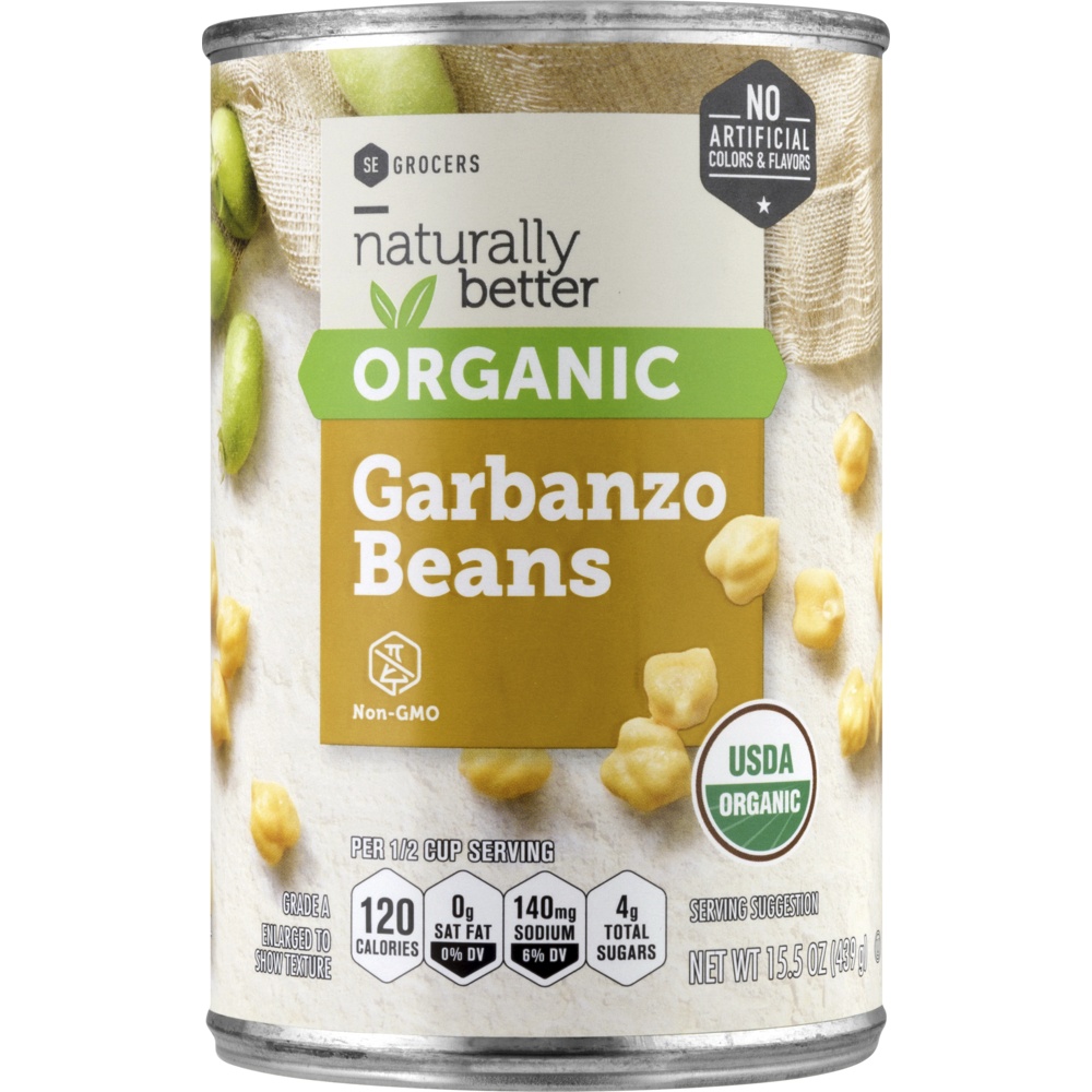 slide 1 of 1, SE Grocers Naturally Better Organic Garbanzo Beans, 15.5 oz