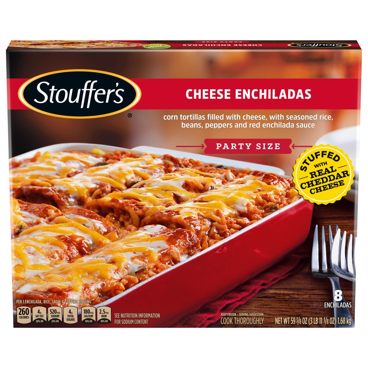 slide 2 of 14, Stouffer's Party Size Cheese Enchiladas Frozen Meal, 59 3/8 Ounce, 59.38 oz