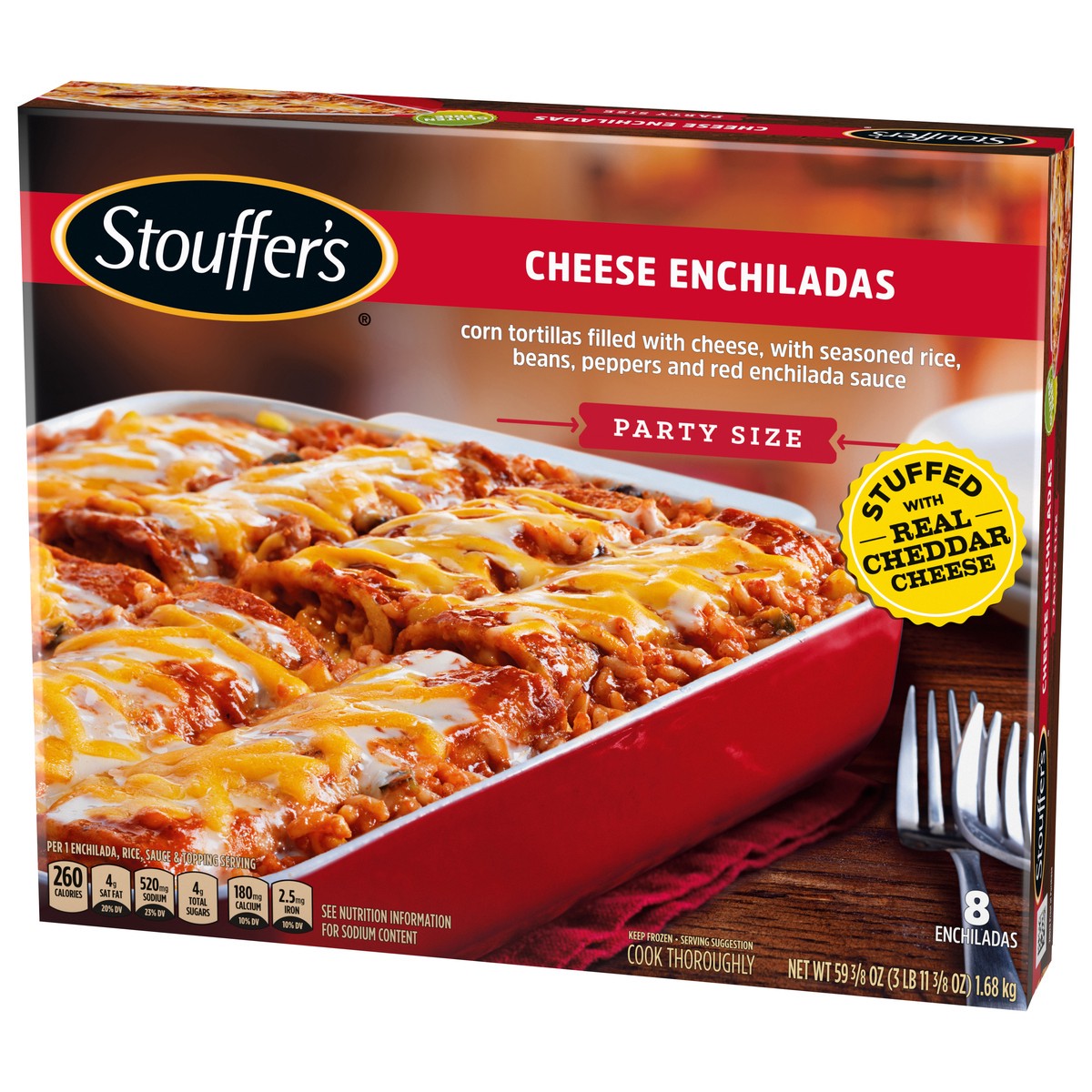 slide 12 of 14, Stouffer's Party Size Cheese Enchiladas Frozen Meal, 59 3/8 Ounce, 59.38 oz