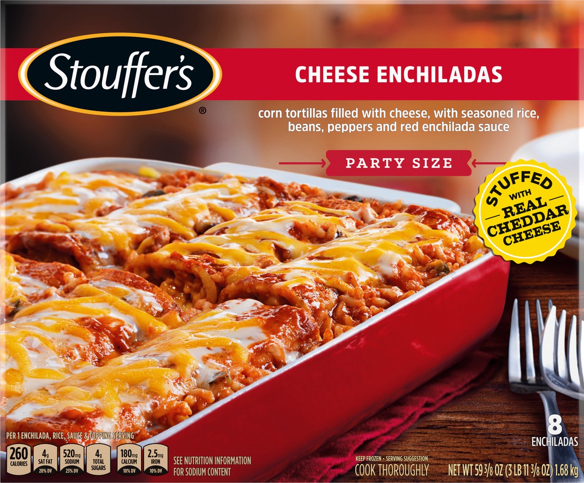 slide 14 of 14, Stouffer's Party Size Cheese Enchiladas Frozen Meal, 59 3/8 Ounce, 59.38 oz