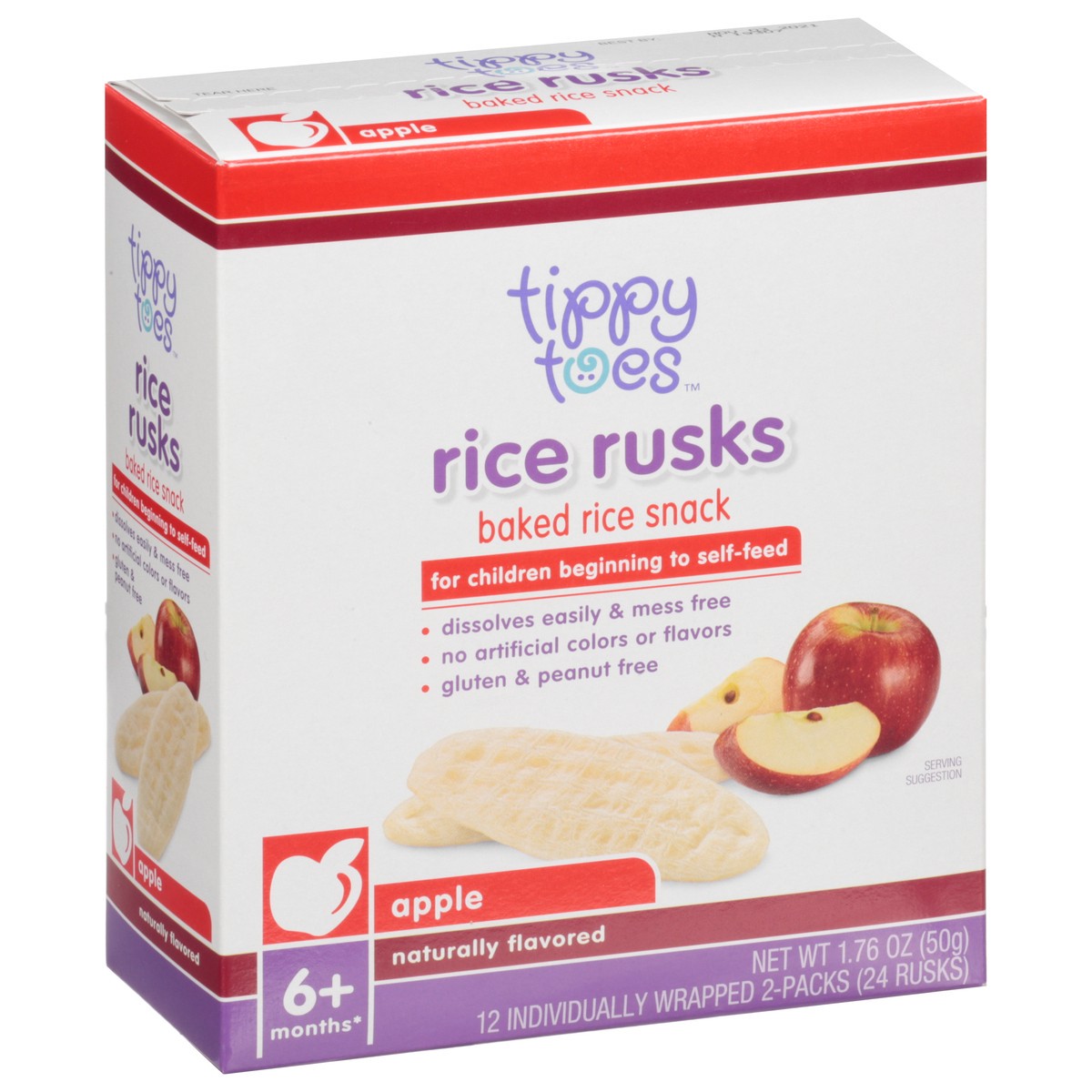 slide 2 of 15, Tippy Toes Rice Rusks Baked Apple Rice Snack 12 ea, 12 ct