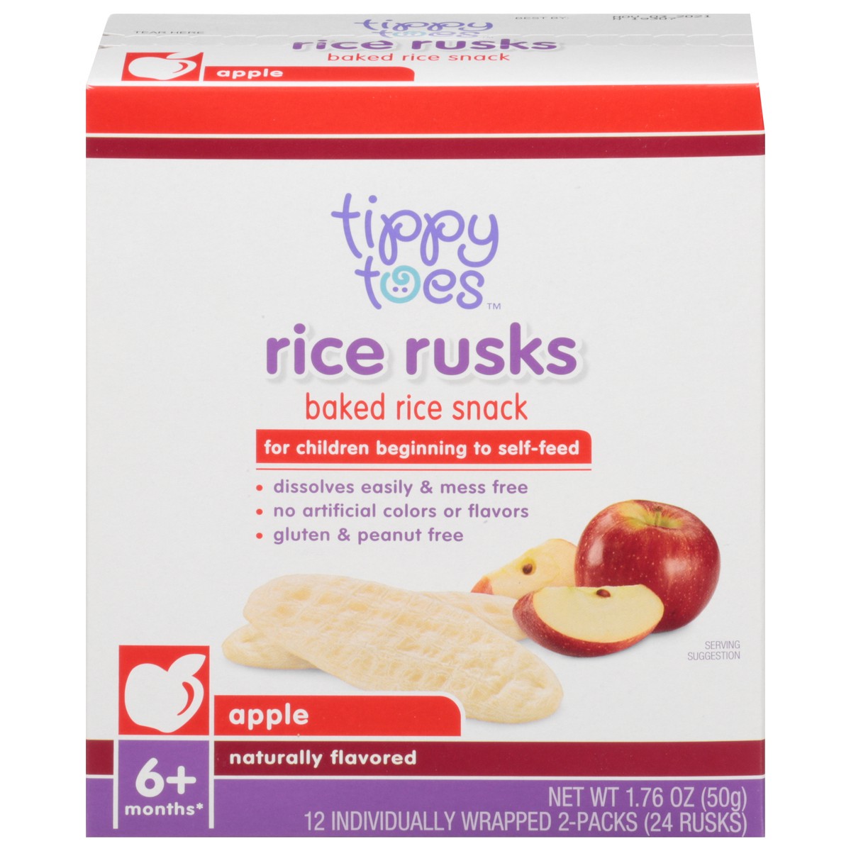 slide 3 of 15, Tippy Toes Rice Rusks Baked Apple Rice Snack 12 ea, 12 ct