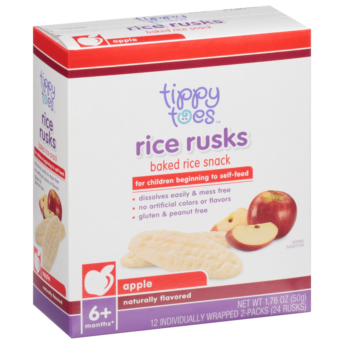 slide 10 of 15, Tippy Toes Rice Rusks Baked Apple Rice Snack 12 ea, 12 ct