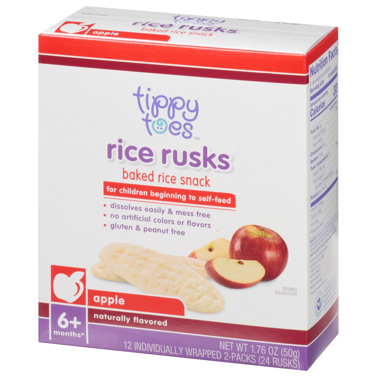 slide 11 of 15, Tippy Toes Rice Rusks Baked Apple Rice Snack 12 ea, 12 ct